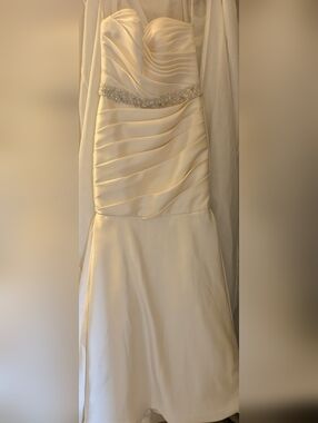 Tara Keely Ivory Satin Bridal Gown with Beaded Waist Detail